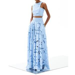 NEW LACE THE LABEL agnes lace cropped halter tank in light blue